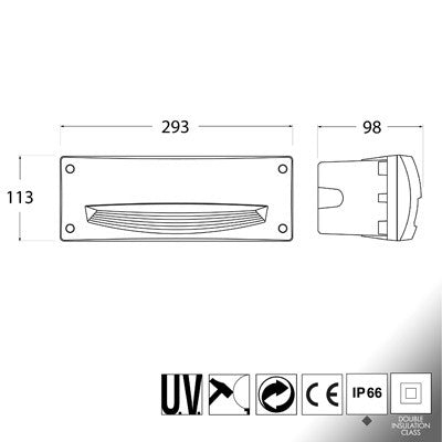 Segnapasso da Incasso in Resina LETI 300 HS Grigio IP66 E27