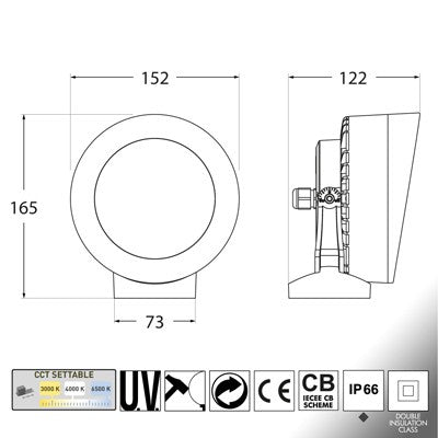 Faretto LED TOMMY EL Nero IP66 con GX53 10W CCT
