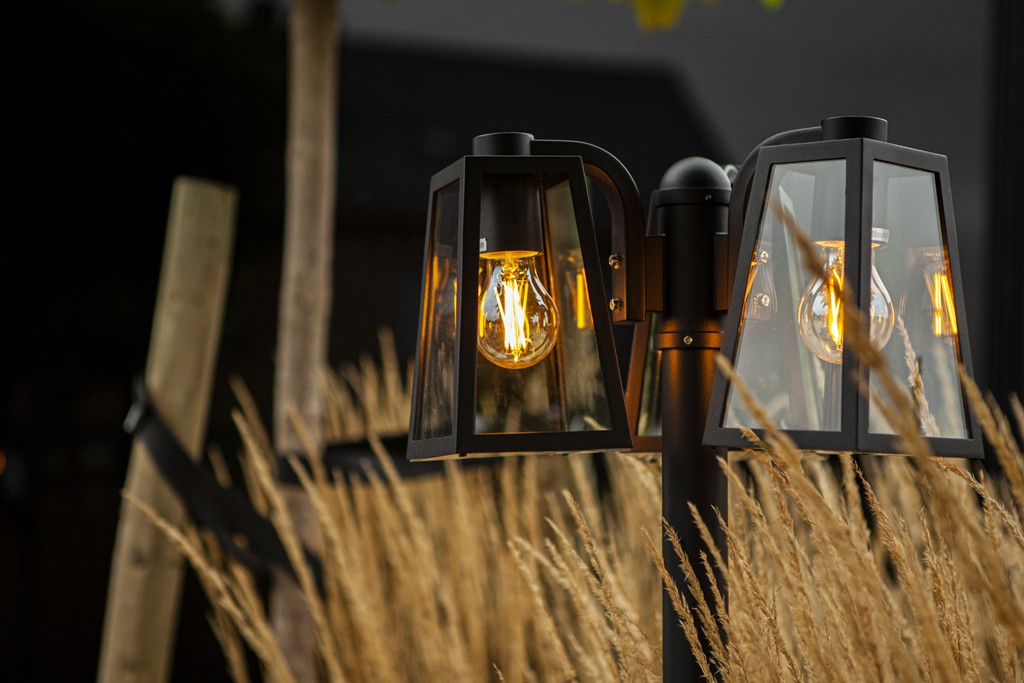 Lampione da Giardino FIA Nero Opaco E27 Max 3x40W IP44