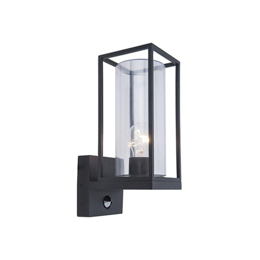 Applique Lampada da Parete FLAIR Sensore Movimento Nero Opaco E27 Max 40W IP44