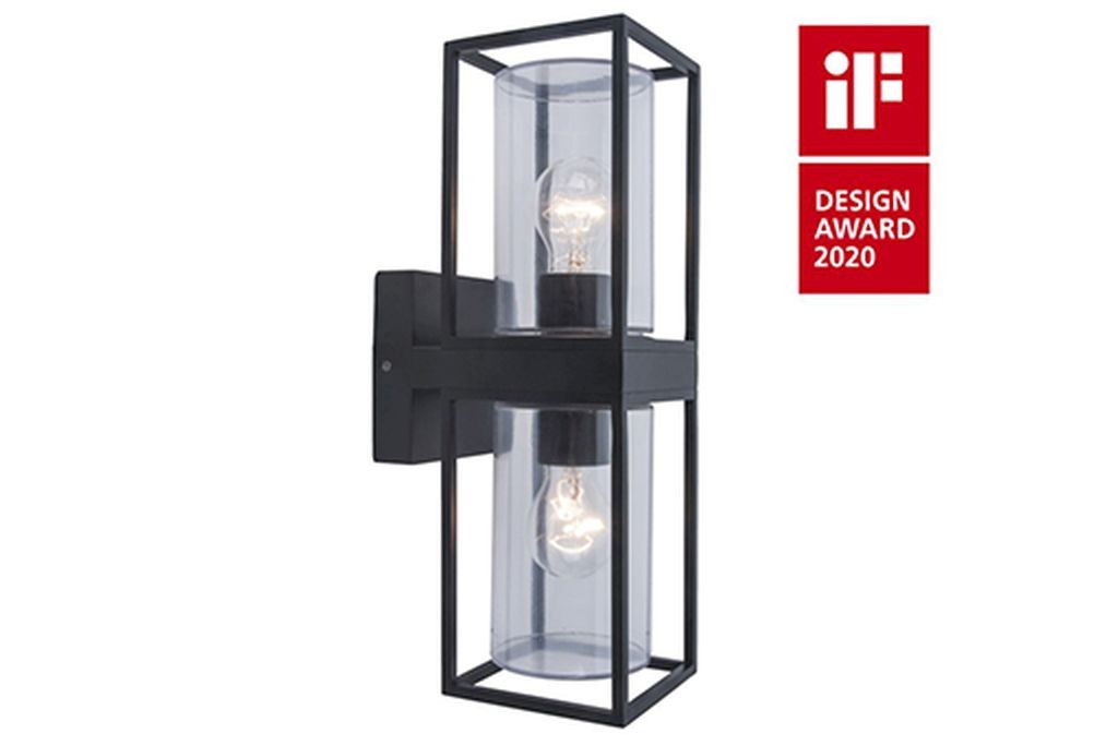 Applique Lampada da Parete FLAIR 2 Luci Nero Opaco E27 Max 2x40W IP44