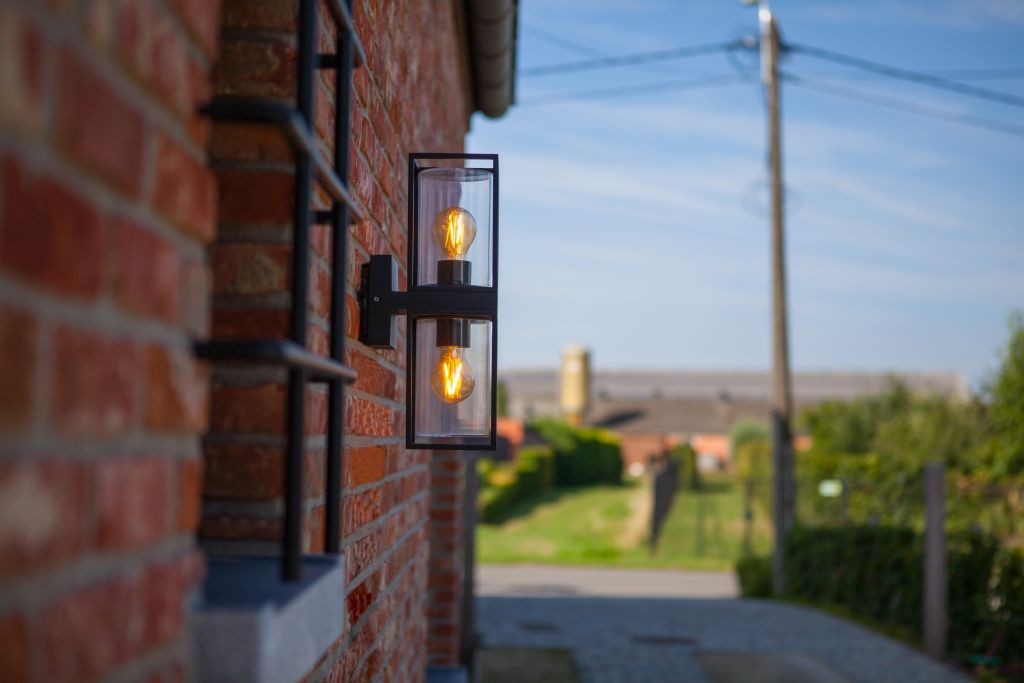 Applique Lampada da Parete FLAIR 2 Luci Nero Opaco E27 Max 2x40W IP44
