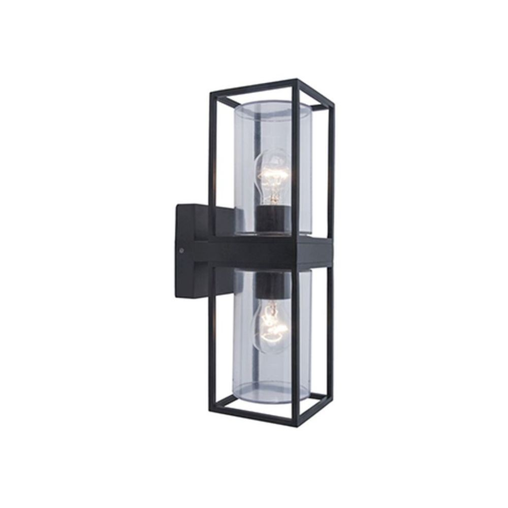 Applique Lampada da Parete FLAIR 2 Luci Nero Opaco E27 Max 2x40W IP44