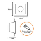 Portafaretto Quadrato Da Incasso In Gesso Per Lampadine GU10 e MR16