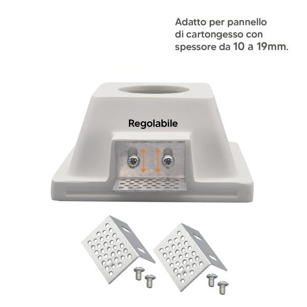 KIT 15 Portafaretti Gesso Ceramico Quadrato da Incasso + 15 Lampadine GU10