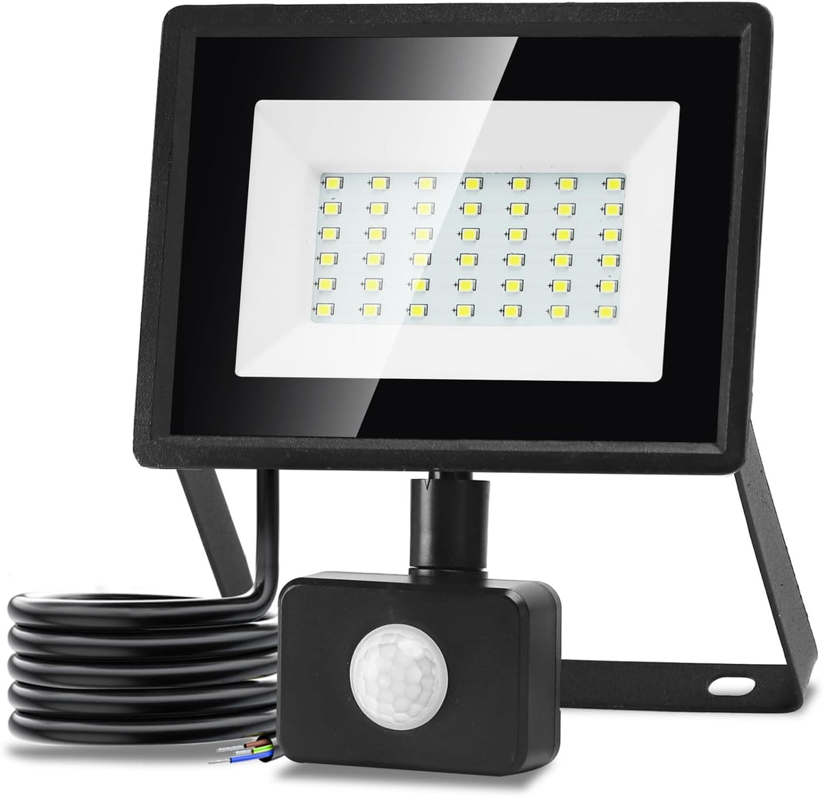Faro Proiettore Led Con Sensore Nero 30W Luce Naturale 4000K 2510LM IP65