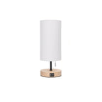 Aigostar Lampada da Tavolo in Legno con Doppia USB Attacco E27 colore Bianco