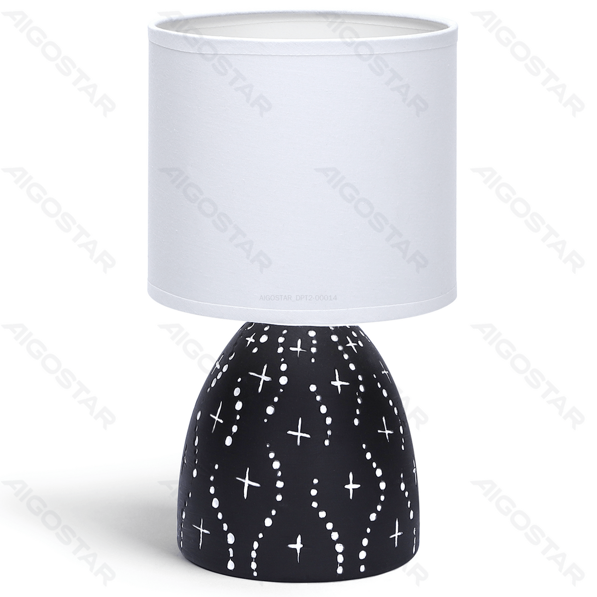 Lampada da Tavolo Abat Jour Aigostar E14 in Ceramica Nera