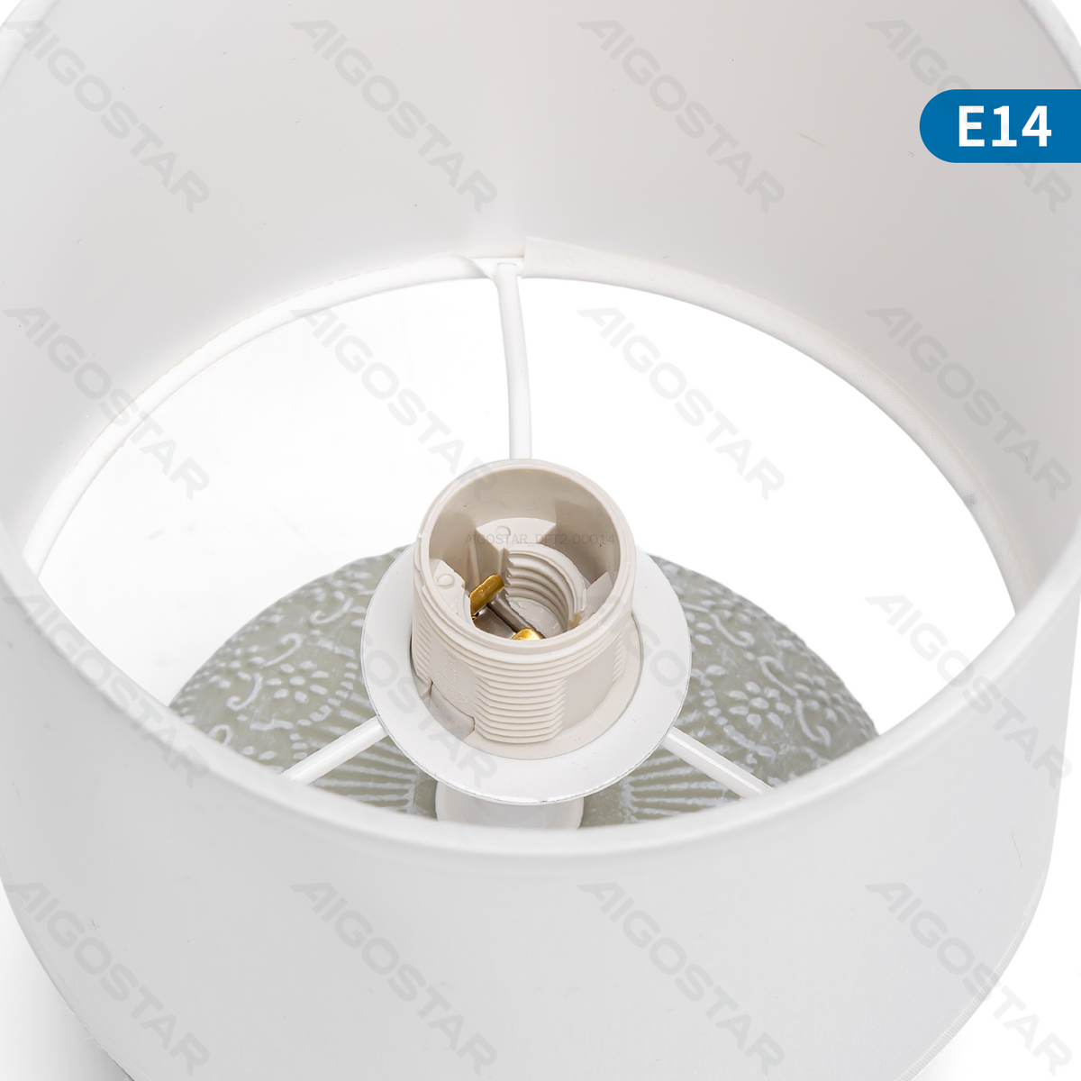 Lampada da Tavolo Abat Jour E14 in Ceramica Grigio
