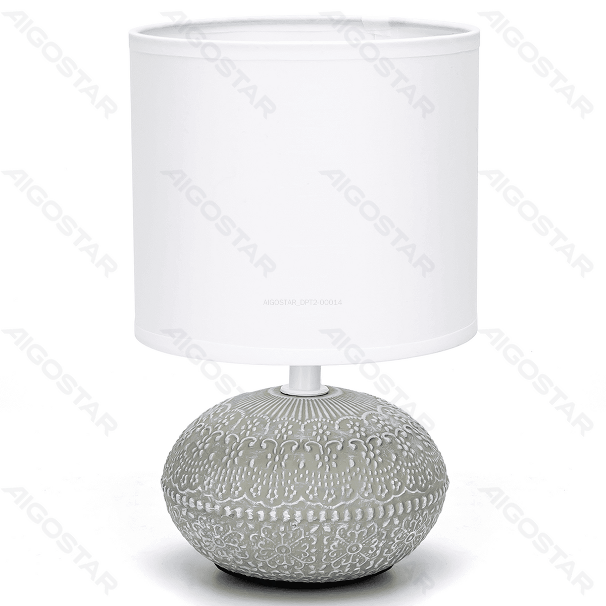 Lampada da Tavolo Abat Jour E14 in Ceramica Grigio