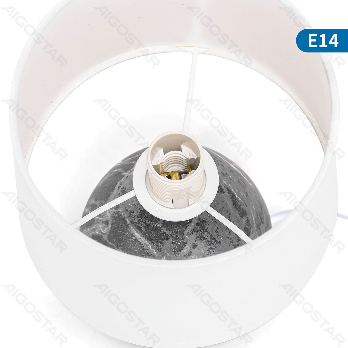Lampada da Tavolo Abat Jour E14 in Ceramica Finto Marmo