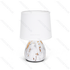 Lampada da Tavolo Abat Jour E14 in Ceramica Finto Marmo Bianco