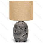 Lampada da Tavolo Abat Jour E14 in Ceramica Marrone e Grigio