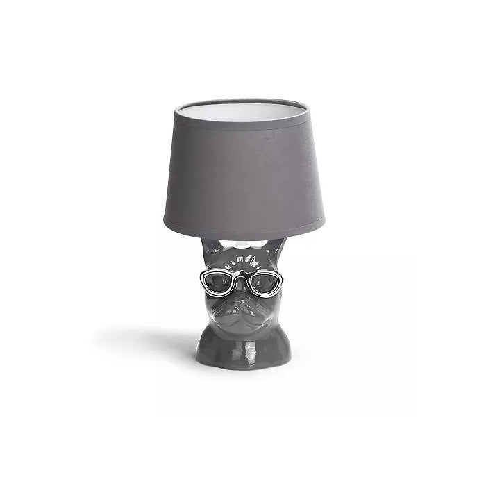 Lampada da Tavolo Abat Jour E14 in Ceramica Bulldog Grigio