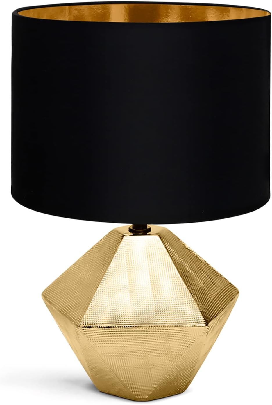 Lampada da Tavolo Abat Jour E14 in Ceramica Oro