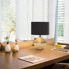 Lampada da Tavolo Abat Jour E14 in Ceramica Oro