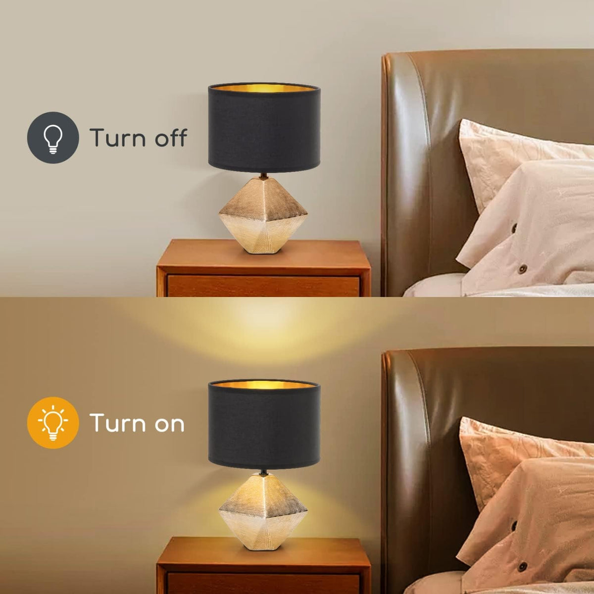 Lampada da Tavolo Abat Jour E14 in Ceramica Oro