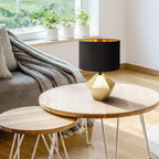 Lampada da Tavolo Abat Jour E14 in Ceramica Oro