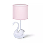 Lampada da Tavolo Abat Jour E14 in Ceramica Forma Cigno Bianco e Rosa