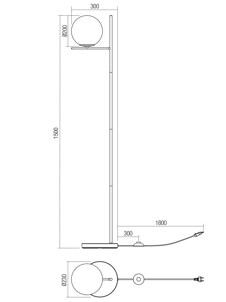 Lampada da Terra Piantana BOLDY Attacco E14 max 28W Nero Opaco IP20