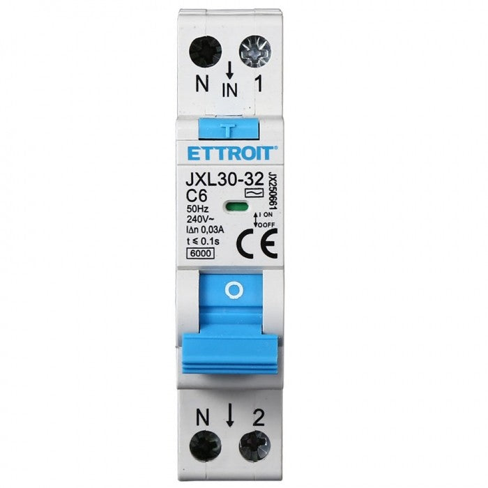 Ettroit Magnetotermico Differenziale 1P+N 6A 30mA 220V-6KA JX250661
