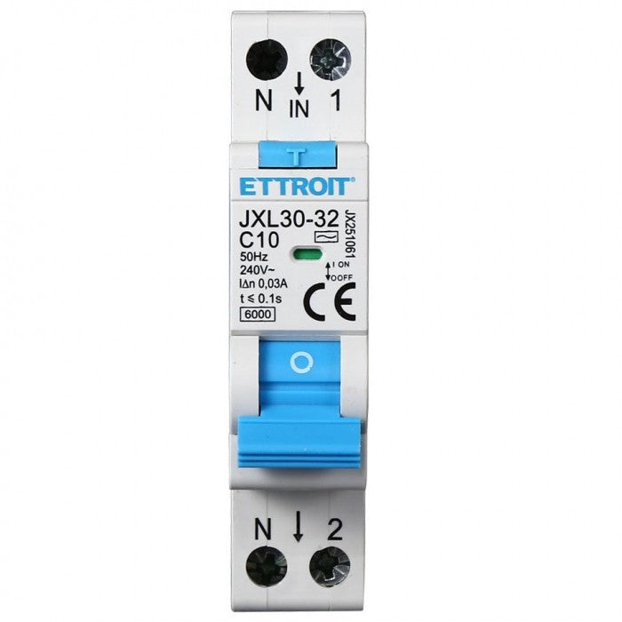 Ettroit Magnetotermico Differenziale 1P+N 10A 30mA 220V-6KA JX251061