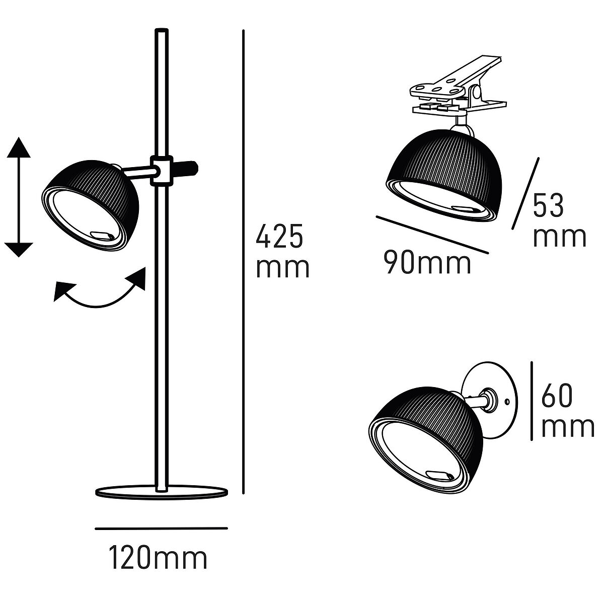 Lampada da Tavolo LED Ricaricabile MAGNETIKA Nera 3W 3000K IP54