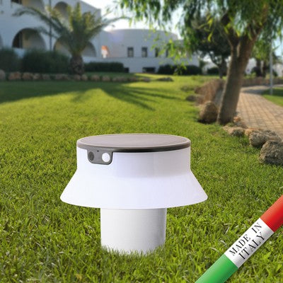 Segnapasso Picchetto da Giardino Solare FELICE 200 Bianco 2W Ø150 PIR CCT