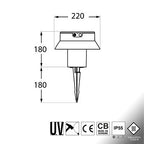 Segnapasso Picchetto da Giardino Solare FELICE 200 Nero 2W Ø150 PIR CCT