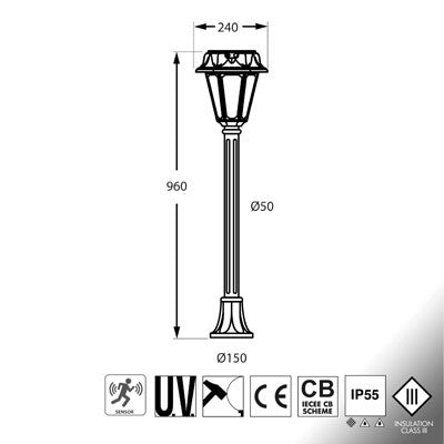 Lampioncino Solare da Giardino MIZAR/ROSETTA con Sensore PIR - 4000K