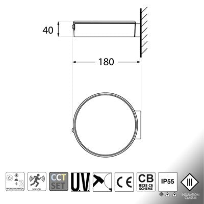 Applique da Esterno Solare FORTUNATO Bianco Ø150 PIR CCT