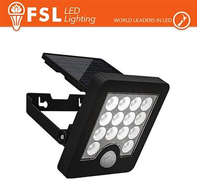 Faro da Esterno LED Solare 40W 6500K Nero con Sensore Movimento IP65
