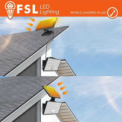 Faro da Esterno LED Solare 60W 6500K Bianco S/Movimento Cavo 3mt IP65