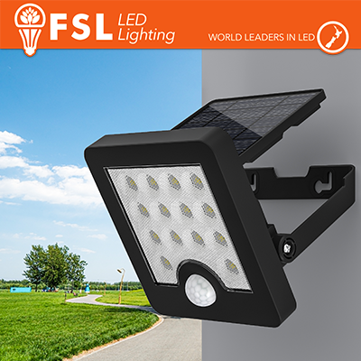 Faro da Esterno LED Solare 40W 6500K Nero con Sensore Movimento IP65