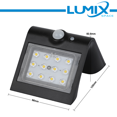 Applique da Parete LED Solare 1,5W 4000K 220lm Nero con Sensori IP65