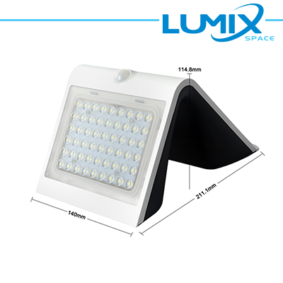Applique da Parete LED Solare 4W 500lm Bianco con Sensori IP65