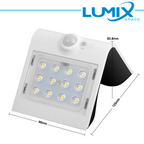 Applique da Parete LED Solare 1,5W 4000K 220lm Bianco con Sensori IP65
