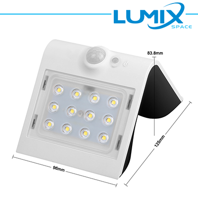 Applique da Parete LED Solare 1,5W 4000K 220lm Bianco con Sensori IP65
