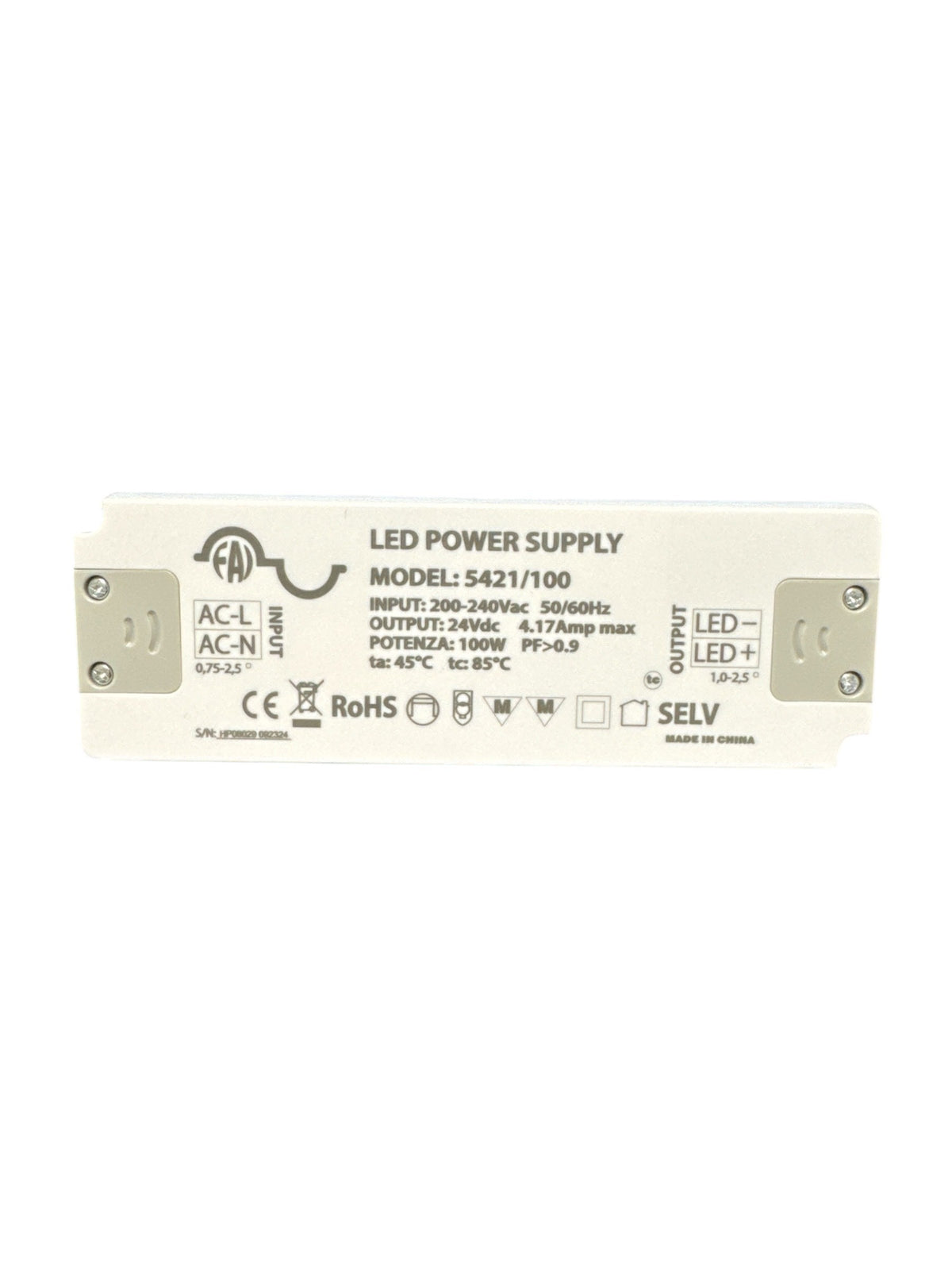 Trasformatore Alimentatore Piatto Slim 100W 24V IP20 FAI