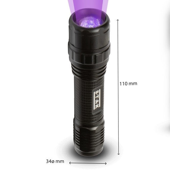 STAK Torcia LED HORATIO 3W + UV a Batteria 3xAAA in Alluminio