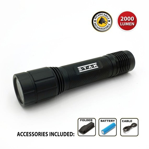 STAK Torcia LED LEOPARD Ricaricabile 20W 2000lm in Alluminio IPX7