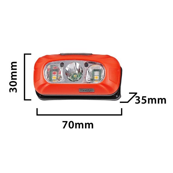 Luce Frontale LED VULCAN 3W 230lm Ricaricabile con Interruttore Contactless