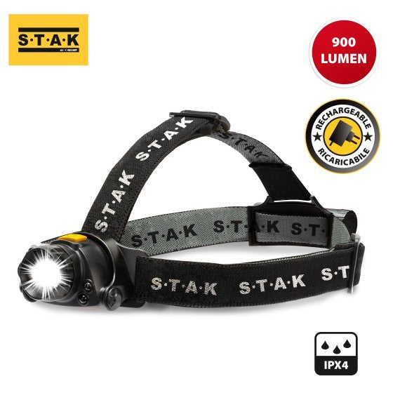 Luce Frontale LED KAIZER Professionale Ricaricabile 10W 900lm con Zoom