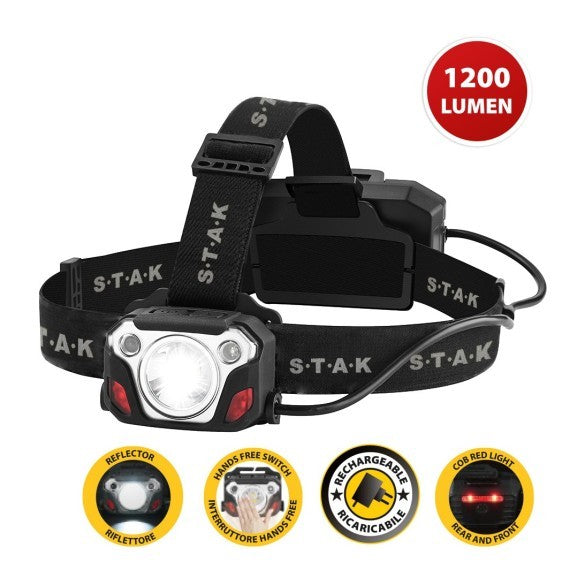 Luce Frontale LED CAESAR Professionale Ricaricabile 10W 1200lm con Riflettore
