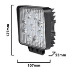 Faro LED da Lavoro Quadrato 12/24V 27W 6000K 1800lm IP67