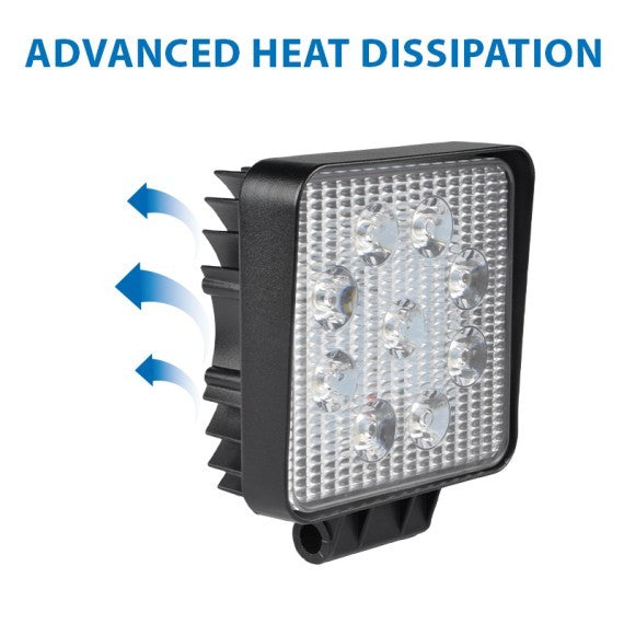 Faro LED da Lavoro Quadrato 12/24V 27W 6000K 1800lm IP67