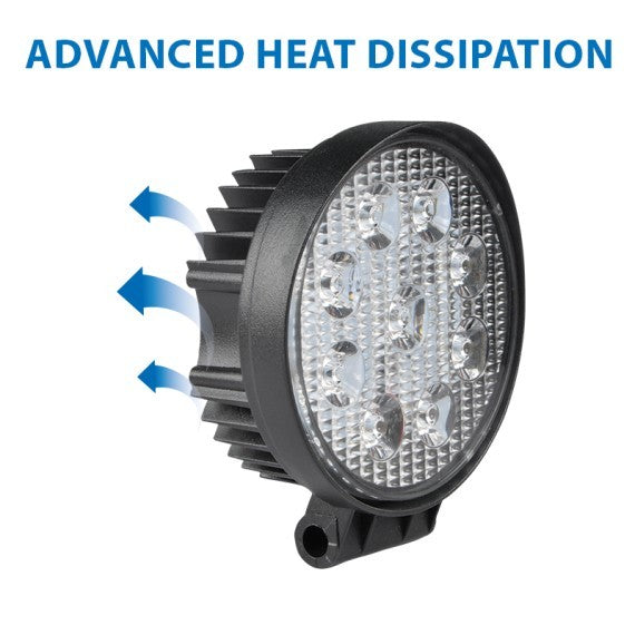 Faro LED da Lavoro Rotondo 12/24V 27W 6000K 1800lm IP67