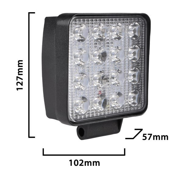 Faro LED da Lavoro Quadrato 12/24V 48W 6000K 2800lm IP67