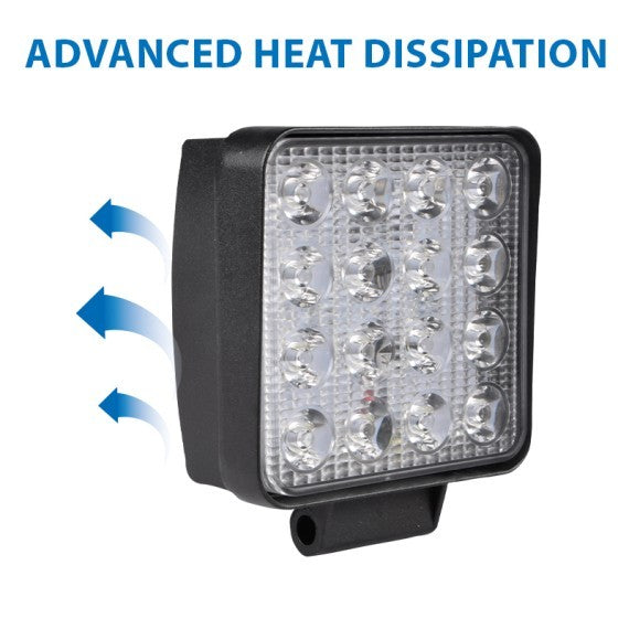 Faro LED da Lavoro Quadrato 12/24V 48W 6000K 2800lm IP67