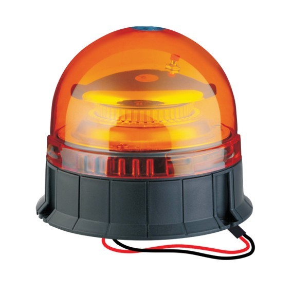 Lampeggiante LED 12/24V con Base Piana e 2 Fili 20W Arancione